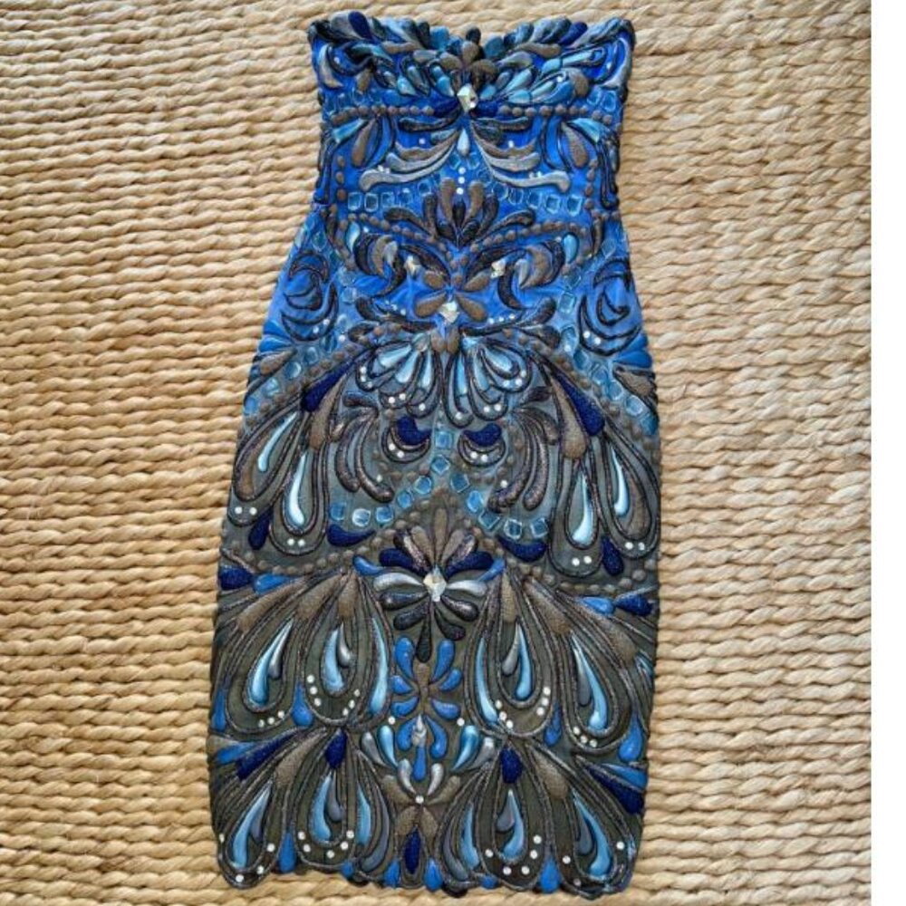 RARE Ema Savahl Couture Hand Painted Corset Dress